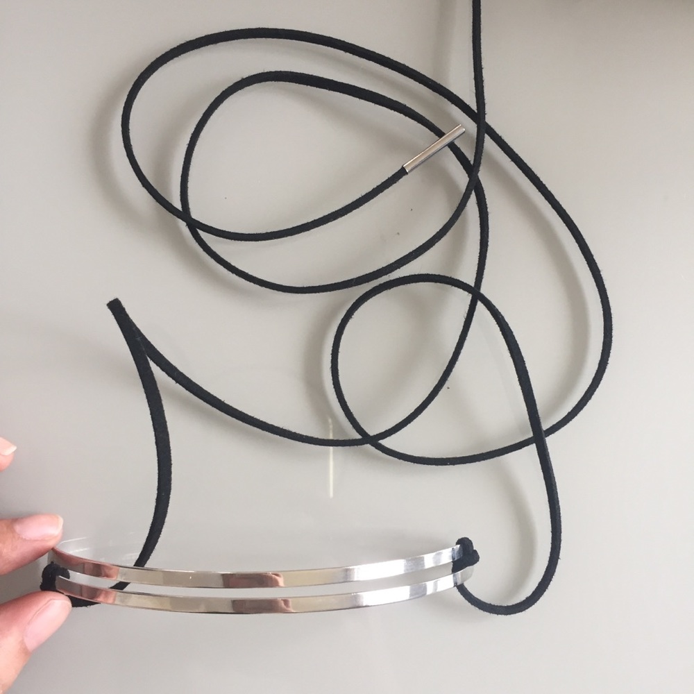 Silver choker with black string from Forever 21